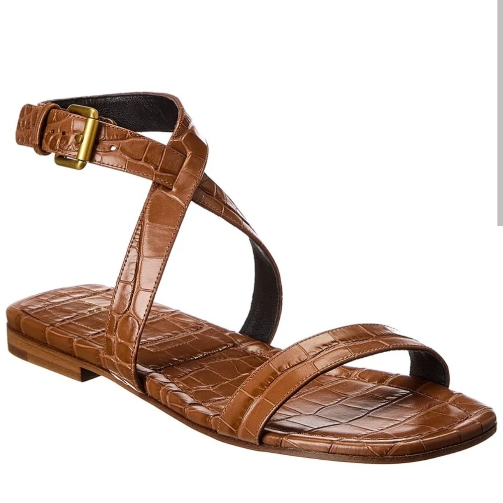 Michael Kors Brown Leather Sandals with Gold Buckle (26)